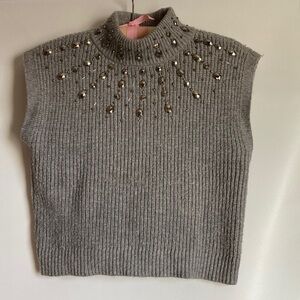 House of Harlow 1960 Gray Embellished Sweater